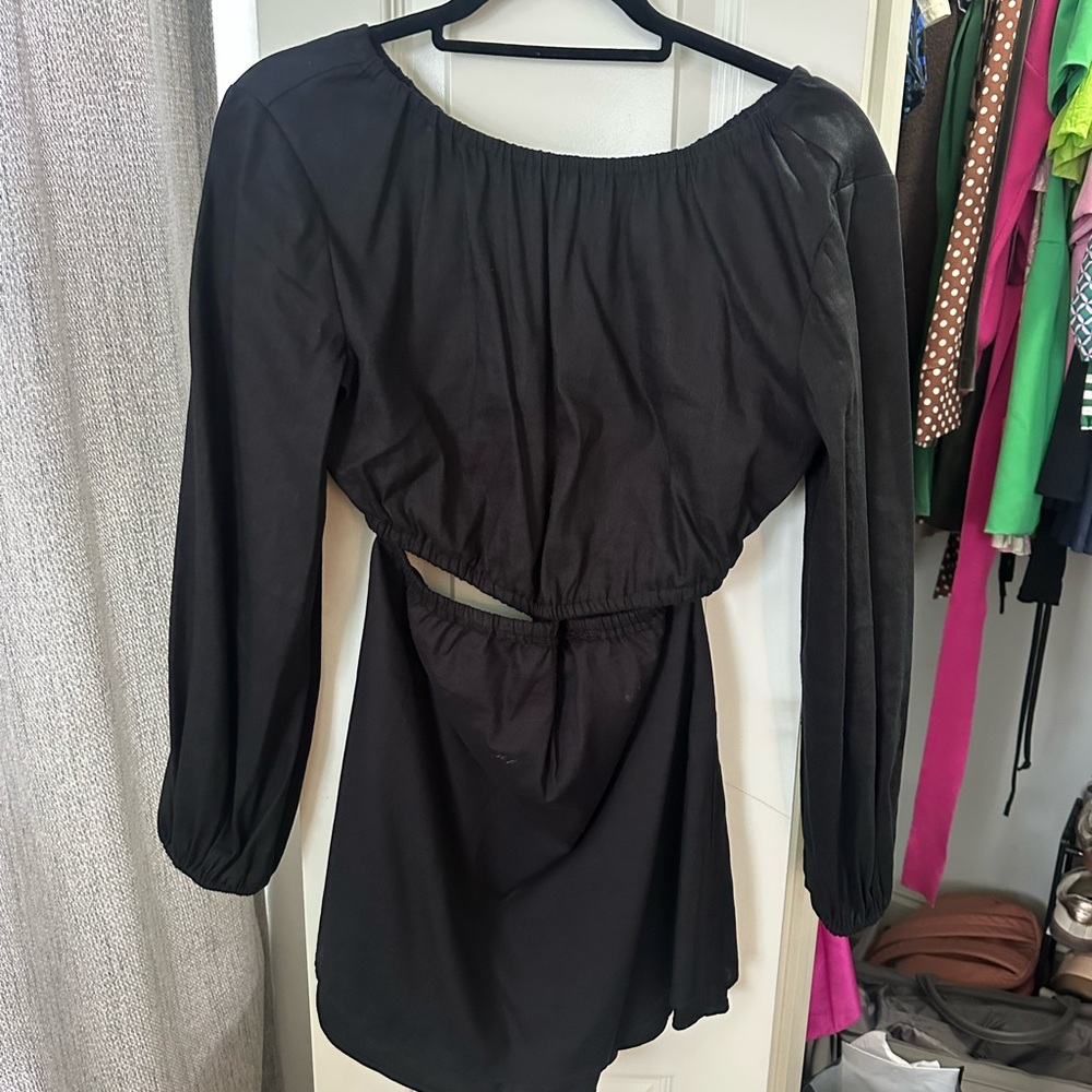 Gianni Bini Black Bishop Sleeve Mini Dress